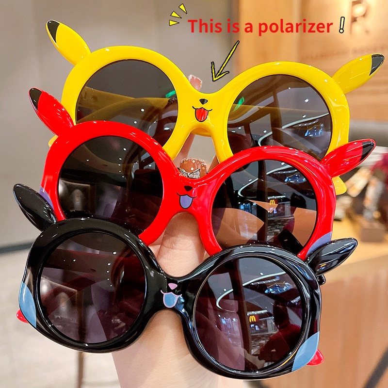 Kính Mát Phân Cực Chống Tia UV Họa Tiết Pikachu Hoạt Hình Dành Cho Bé