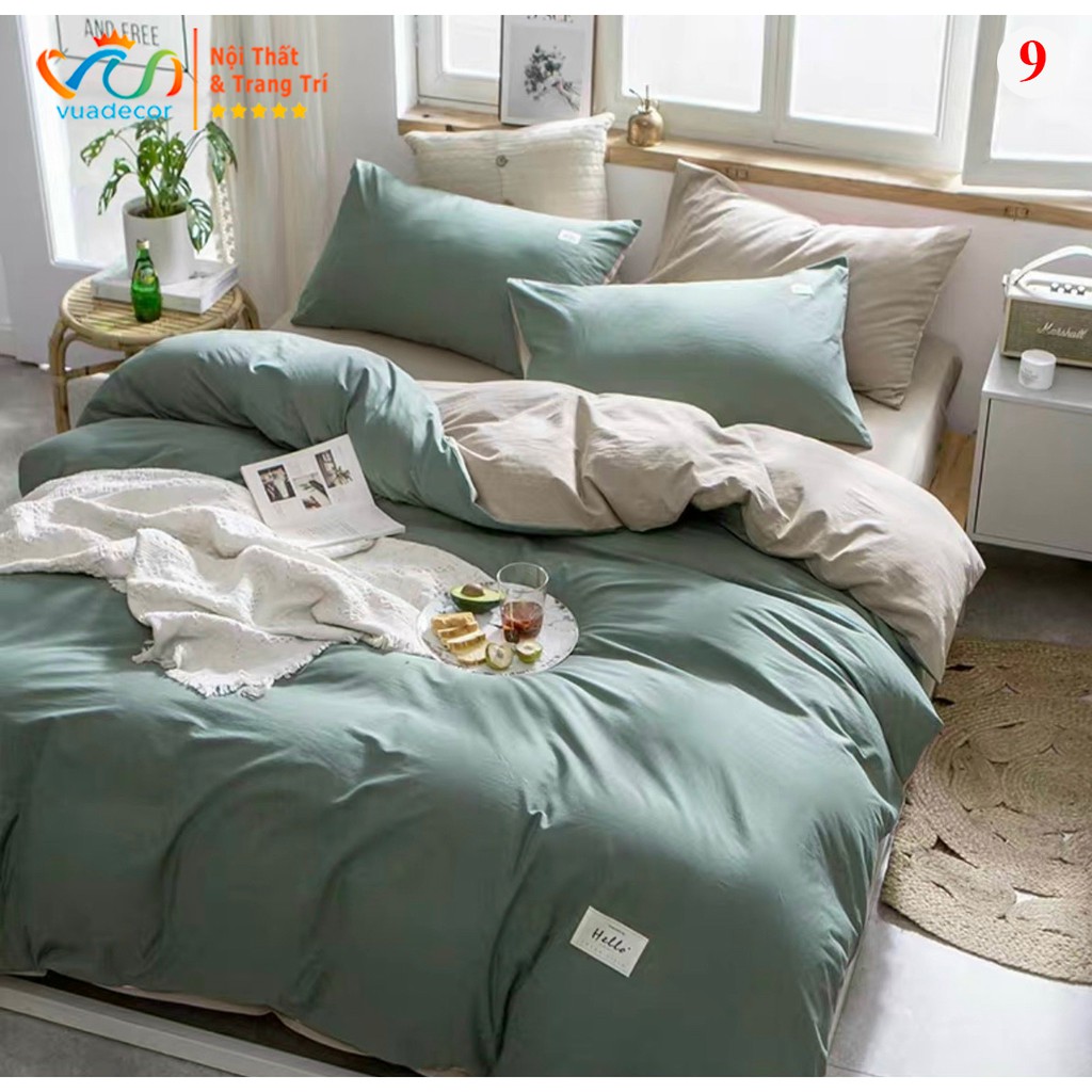 Set vỏ chăn ga gối cotton Tici màu trơn trang trí, decor phong ngủ phong cách Hàn Quốc - Hàng nhập khẩu cao cấp