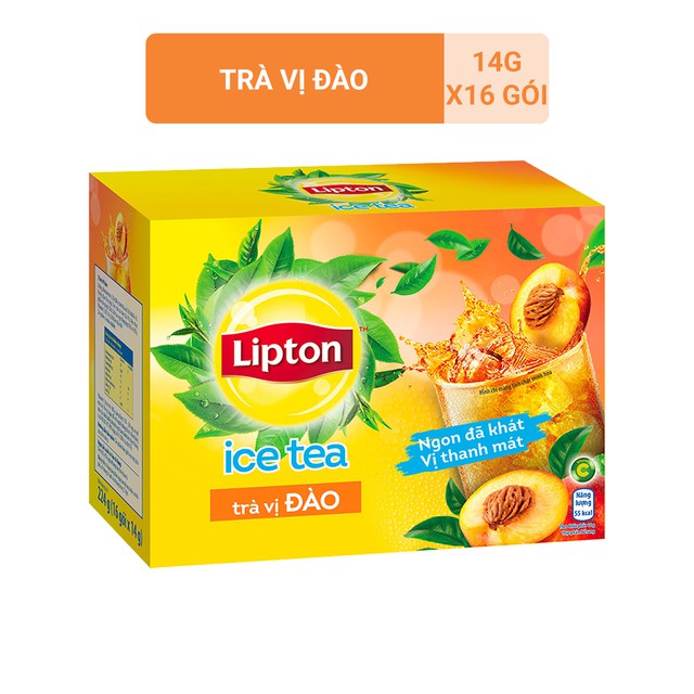 Trà Lipton Ice Tea Hòa Tan Vị Đào chính hãng từ nhà sản xuất (Hộp 16 Gói X 14 G)