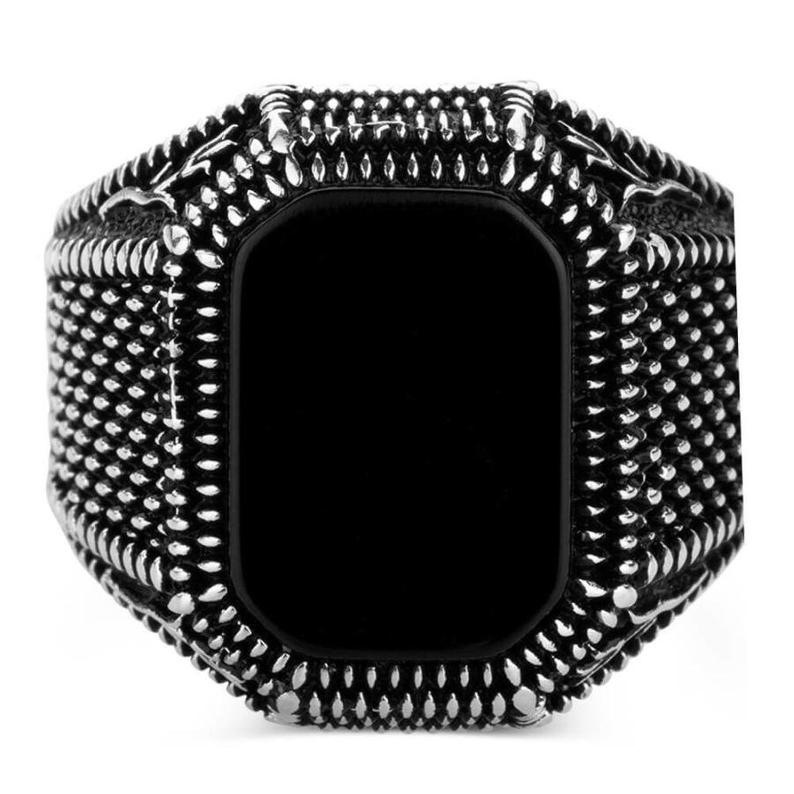 Nhẫn Kim Loại Đính Đá Zircon Đen Thời Trang Cho Nam