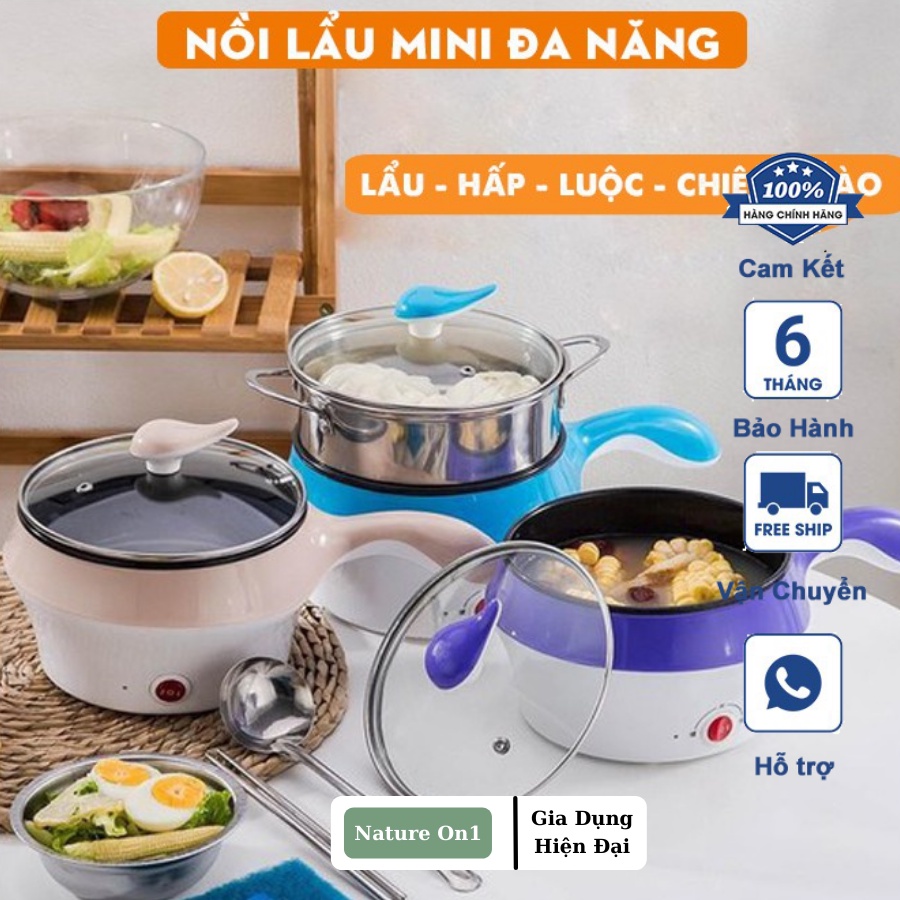 Nồi Lẩu Mini Đa Năng Kèm Giá Hấp 2 Trong 1 - Tiện Lợi Dễ Sử Dụng (1 Đổi 1 Lỗi của shop )