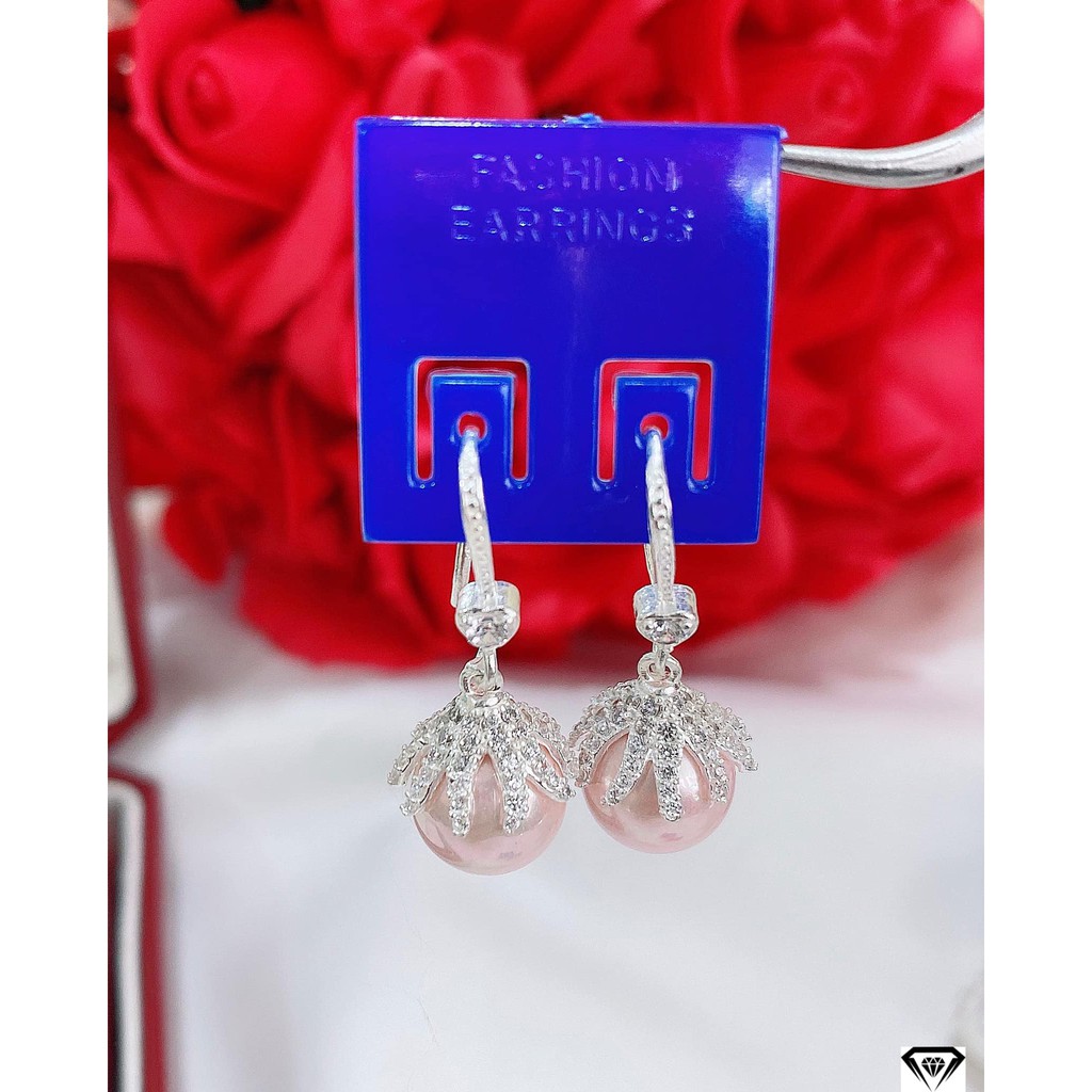 Hoa tai tim nhỏ bạc cao cấp ôm trai cực đẹp