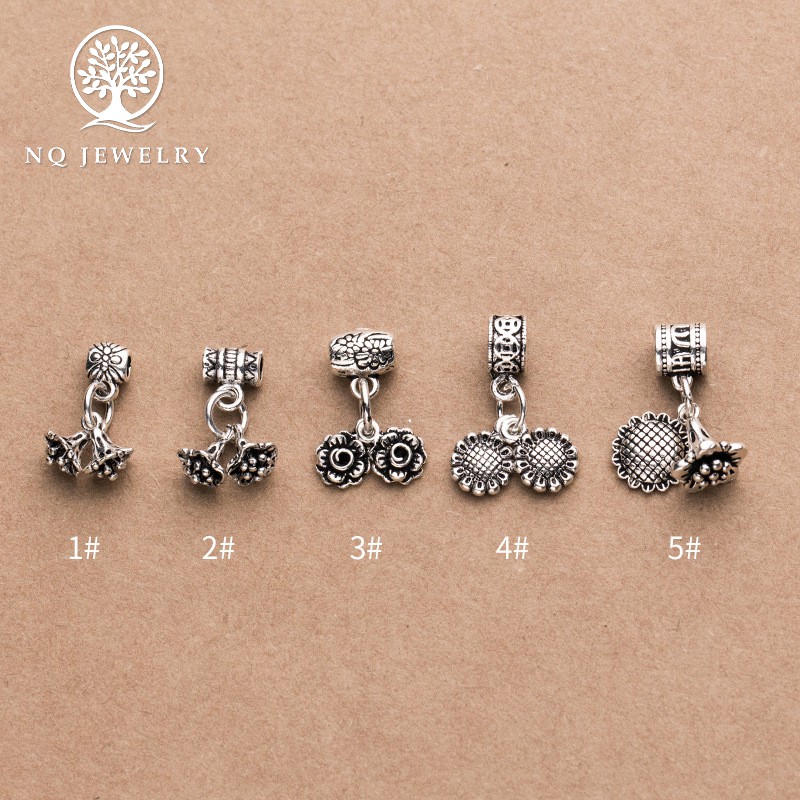 Charm bạc hình hoa hướng dương đôi - NQ Jewelry