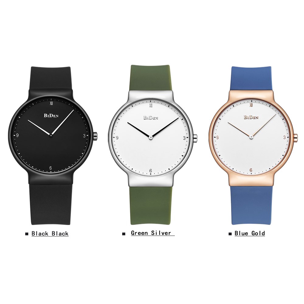 BIDEN 2019 Simple Style Fashion Quartz Watch Men Women Rubber Ultra-thin Sport Wristwatch Low Price