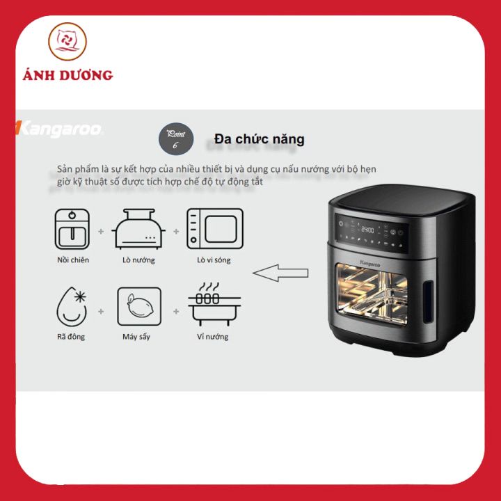 NỒI CHIÊN KHÔNG DẦU KANGAROO 12L, NỒI CHIÊN ĐIỆN TỬ KHÔNG DẦU KANGAROO KG12AF1A