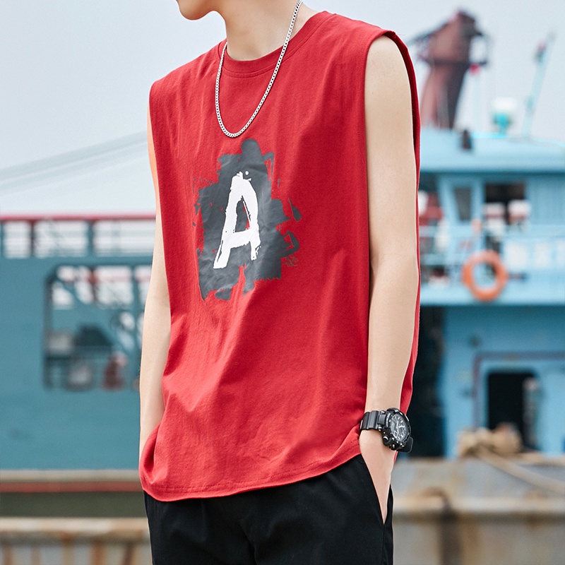 Áo Thun Sát Nách Thể Thao In Chữ Đơn Giản Thiết Kế Thoáng Khí Nhanh Khô Thời Trang Cho Nam 6 Màu Lựa Chọn