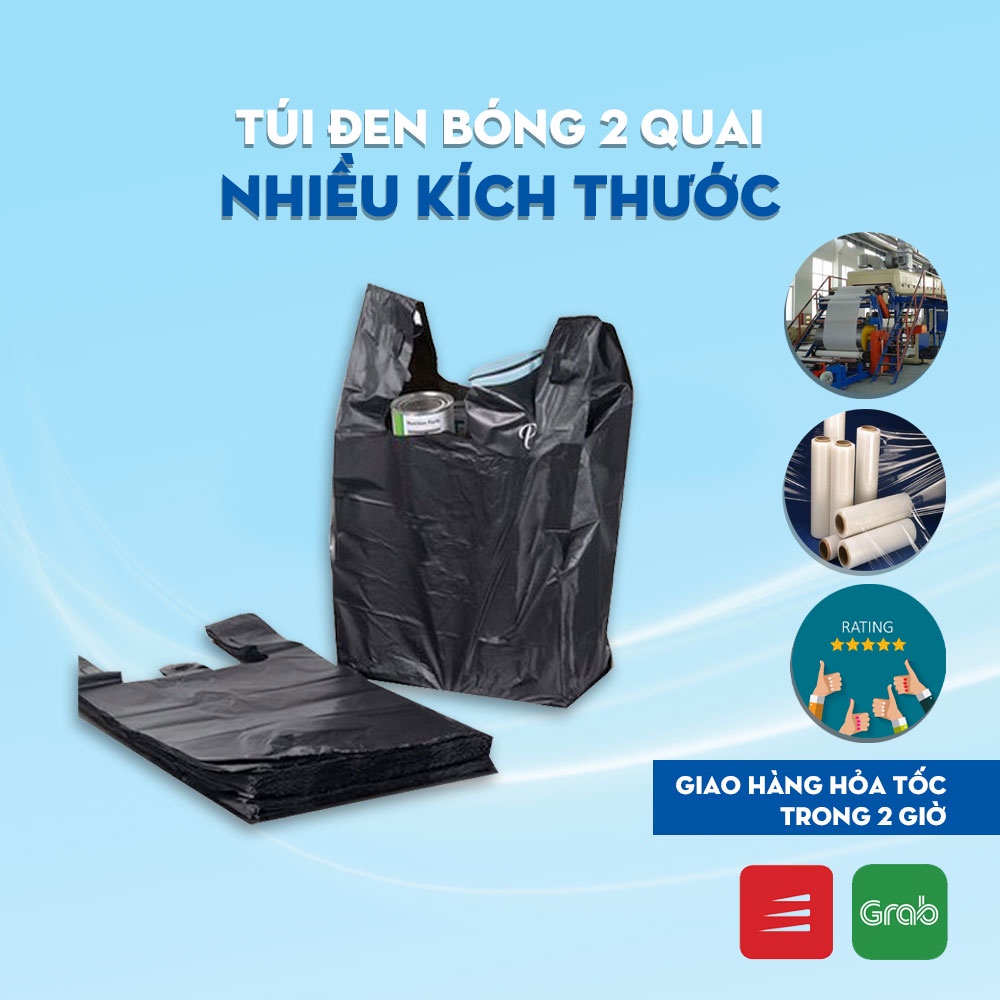 1kg Túi Nilon Bóng Đen Loại 1 Cực Dai Nhiều Kích Thước