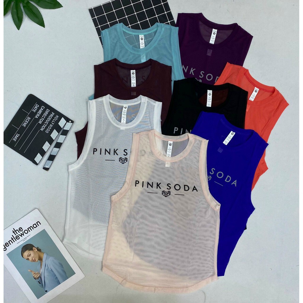 Aó Tanktop Thể Thao Nữ ❤️ FREESHIP ❤️ Aó Tank Top Thể Thao PINK SODA  Gym Yoga Vải Lưới Nhiều Màu Ca Tính Thời Trang