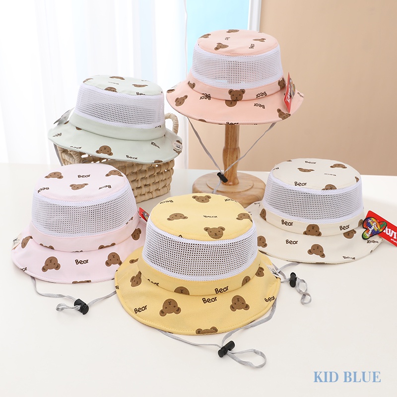 Nón Vành Phối Lưới Hình Gấu Hoạt Hình Đáng Yêu Dành Cho Trẻ