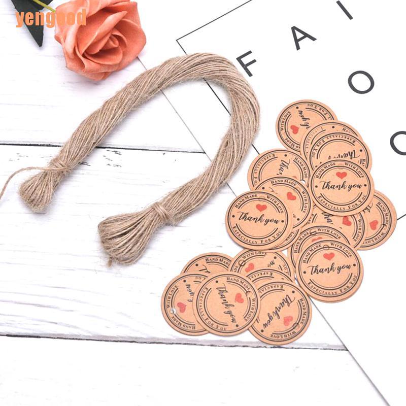 Set 100 Tấm Thiệp Giấy In Chữ Thank You Dùng Làm Quà Tặng