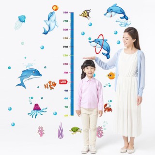 Miếng Dán Tường Hình Cá Heo Đo Chiều Cao Cho Bé