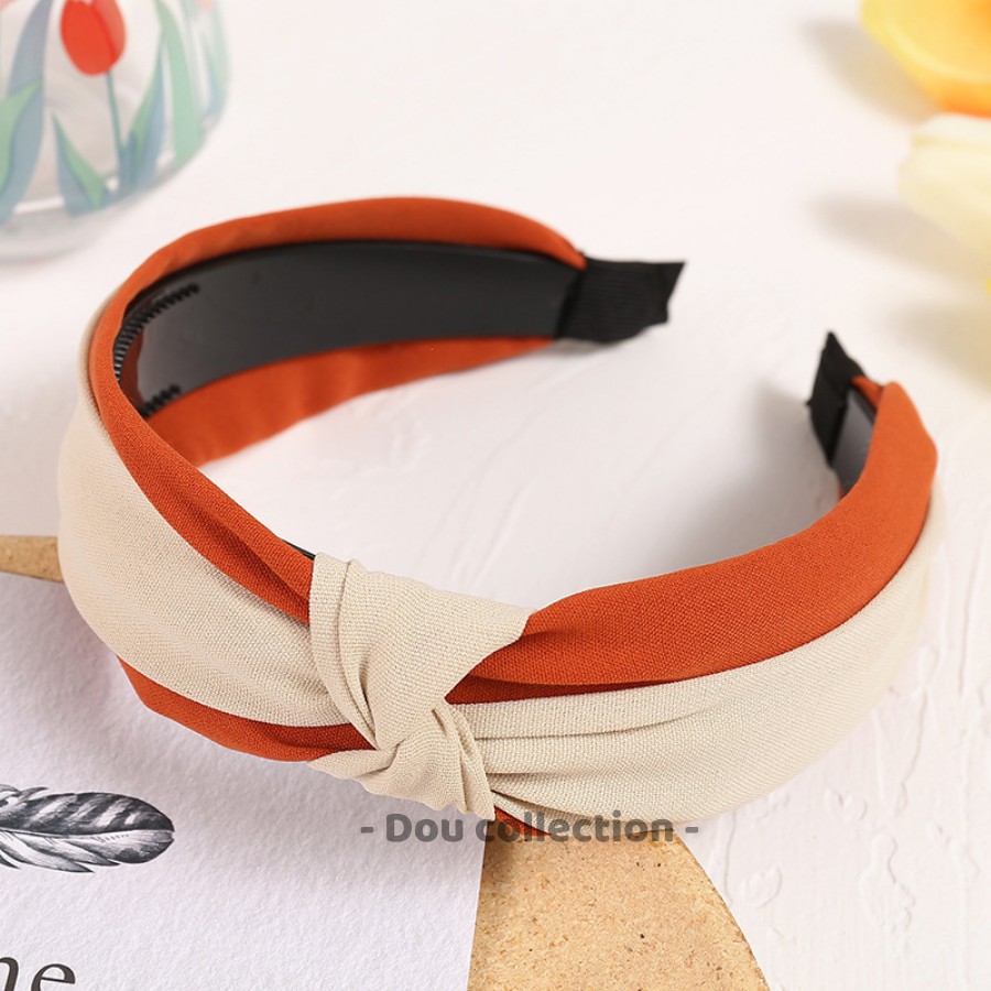 [Nowship2h] Cài Tóc (Bờm Tóc) Băng Đô Bảng To Thắt Nút Gọng Nhựa Phối 2 Màu Phong Cách Hàn Quốc - Mã CT010
