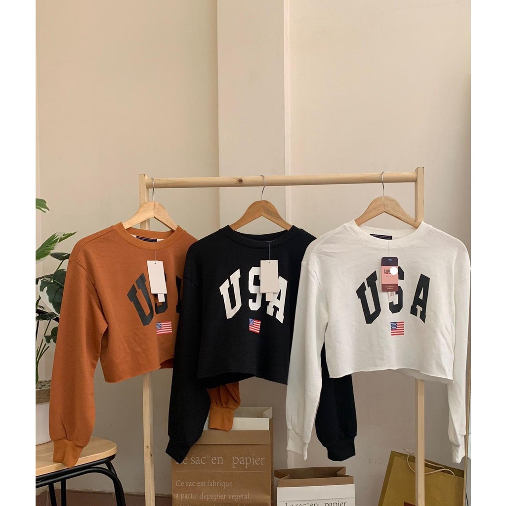 Áo Croptop Dài Tay T.o.m.m.y