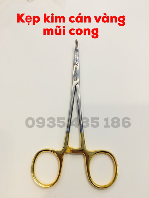 KẸP KIM MŨI CONG CÁN VÀNG CAO CẤP (Răng cưa)