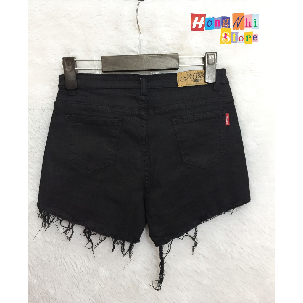 QUẦN SHORTJEAN QUẦN ĐÙI JEAN ĐEN CO DÃN LƯNG CAO TƯA LAI