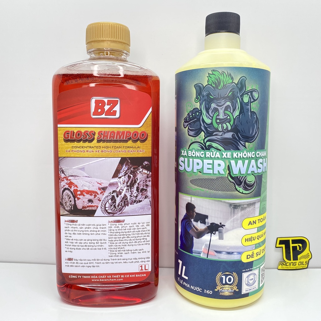 Combo nước rửa xe BZ và nước rửa xe không chạm Sprayking Super Wash 1L siêu bóng loáng, đậm đặc