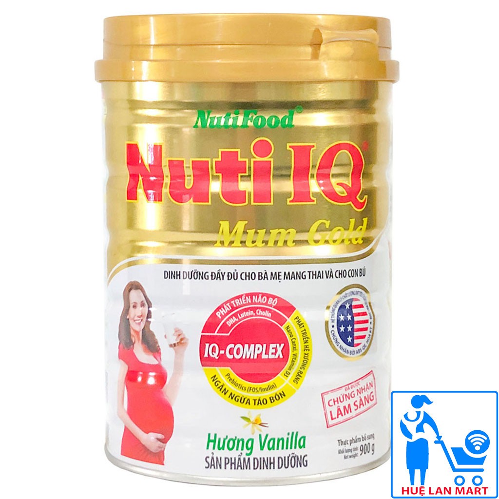 [CHÍNH HÃNG] Sữa Bột Nutifood Nuti IQ Mum Gold Hương Vanilla Hộp 900g (Dinh dưỡng đầy đủ mẹ mang thai và cho con bú)