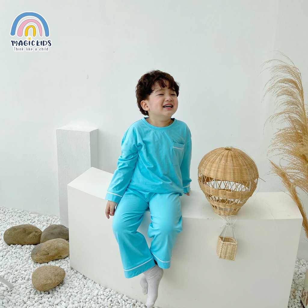 Bộ cotton dài tay cho bé trai bé gái Magickids quần áo trẻ em thu đông co giãn thấm hút mồ hôi BR21042