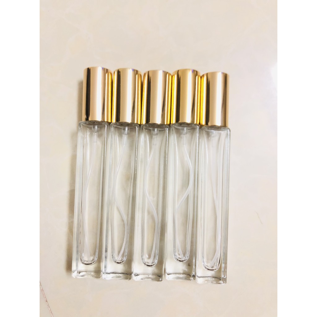 Lọ Chiết Nước Hoa 10ml Thủy Tinh Dạng Xịt Mẫu Vuông Màu Trắng Đen Nắp Vàng Sang Trọng, Lọ Đựng Nước Hoa San Chiết | Thế Giới Skin Care