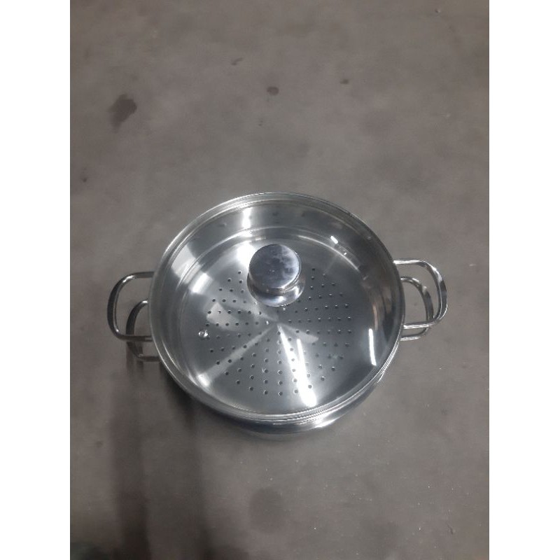 (Video Sp)Bộ nồi xửng hấp inox ,xửng hấp inox 2 tầng nắp kính và nắp inox đáy từ Vietcook size 24,26,28,30,32 chõ đồ xôi