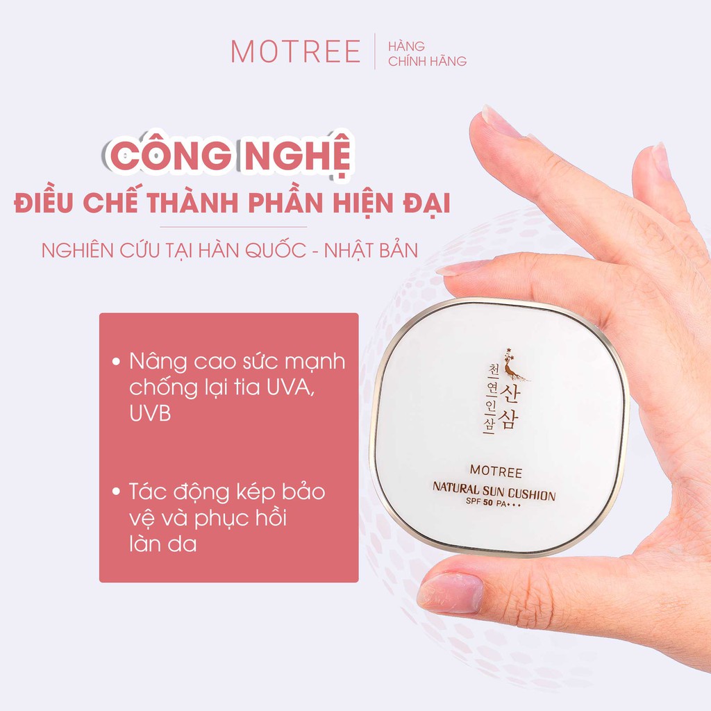 CUSHION trang điểm chống nắng LỰU SÂM MOTREE [CHÍNH HÃNG]- NATURAL SUN CUSHION SPF 50+_PA