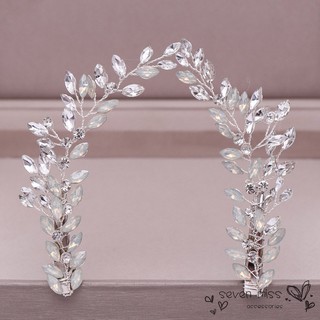 Set 2 kẹp tóc dạng vòng hoa đính hạt pha lê lấp lánh cho cô dâu