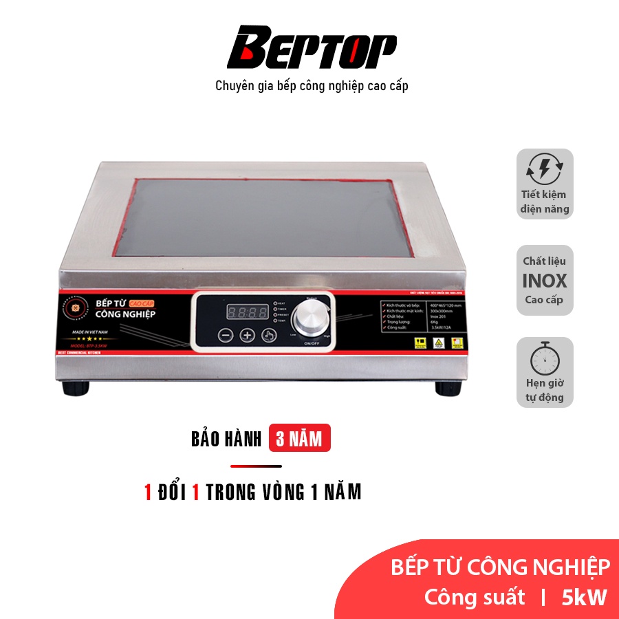 Bếp từ công nghiệp 5kw BEPTOP, an toàn, nhỏ gọn, tiết kiệm điện năng-BTM5000