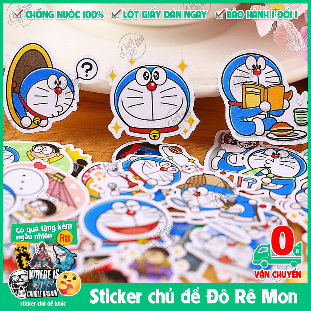 Sticker dễ thương hình dán decal chống nước chủ đề mèo máy Đô rê mon Doraemon Cute