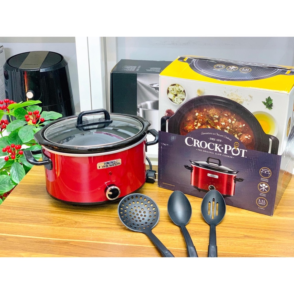 Nồi nấu chậm CROCK POT đỏ 3.5L - Nồi hầm chậm