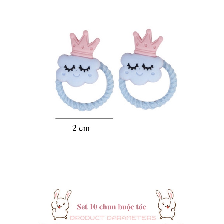 Set 10 dây buộc tóc cho bé, đính hoạ tiết xinh xắn, dễ thương