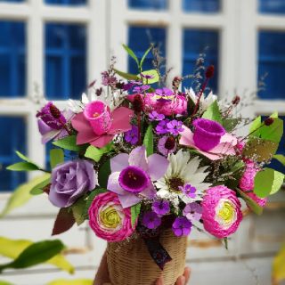 Chậu tre đan cao 14cm × miệng 12cm đa năng