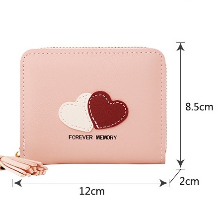 Ví Ngắn Nữ FOREVER LOVELY Mini Đôi Tim Thời Trang Cầm Tay Hot Trend
