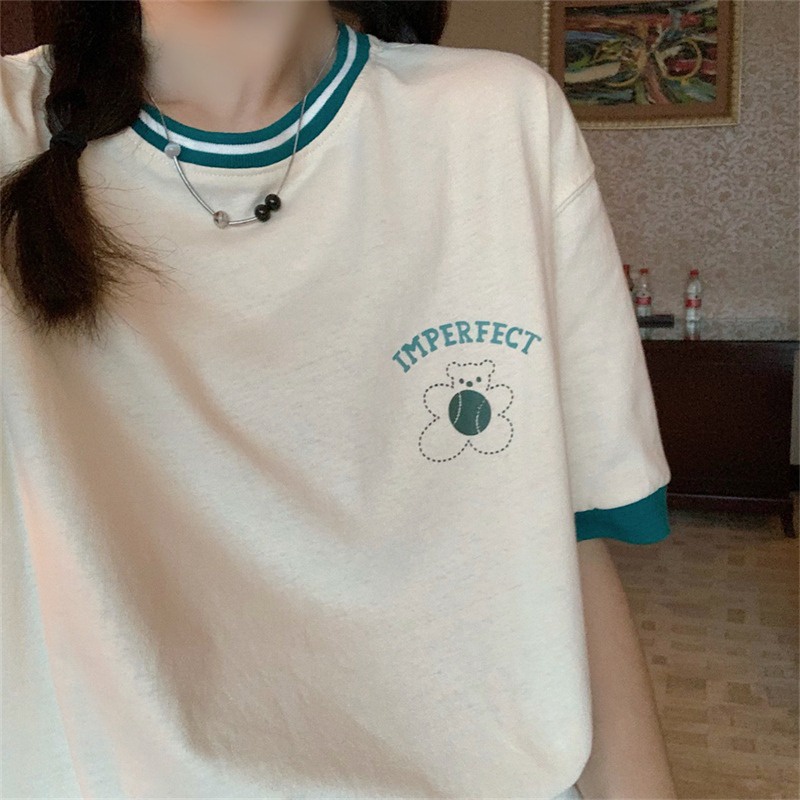 Áo thun ZHELIHANGFEI tay ngắn dáng rộng in họa tiết thời trang mùa hè cho nữ