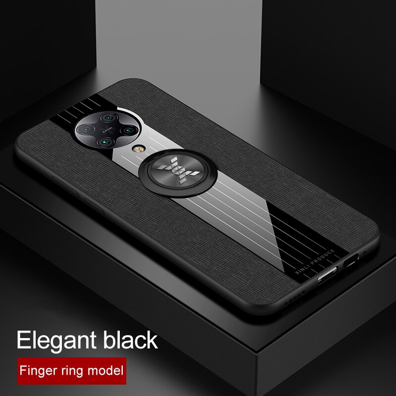 Ốp điện thoại vải mềm có nhẫn giá đỡ cho Xiaomi Poco F2 Pro