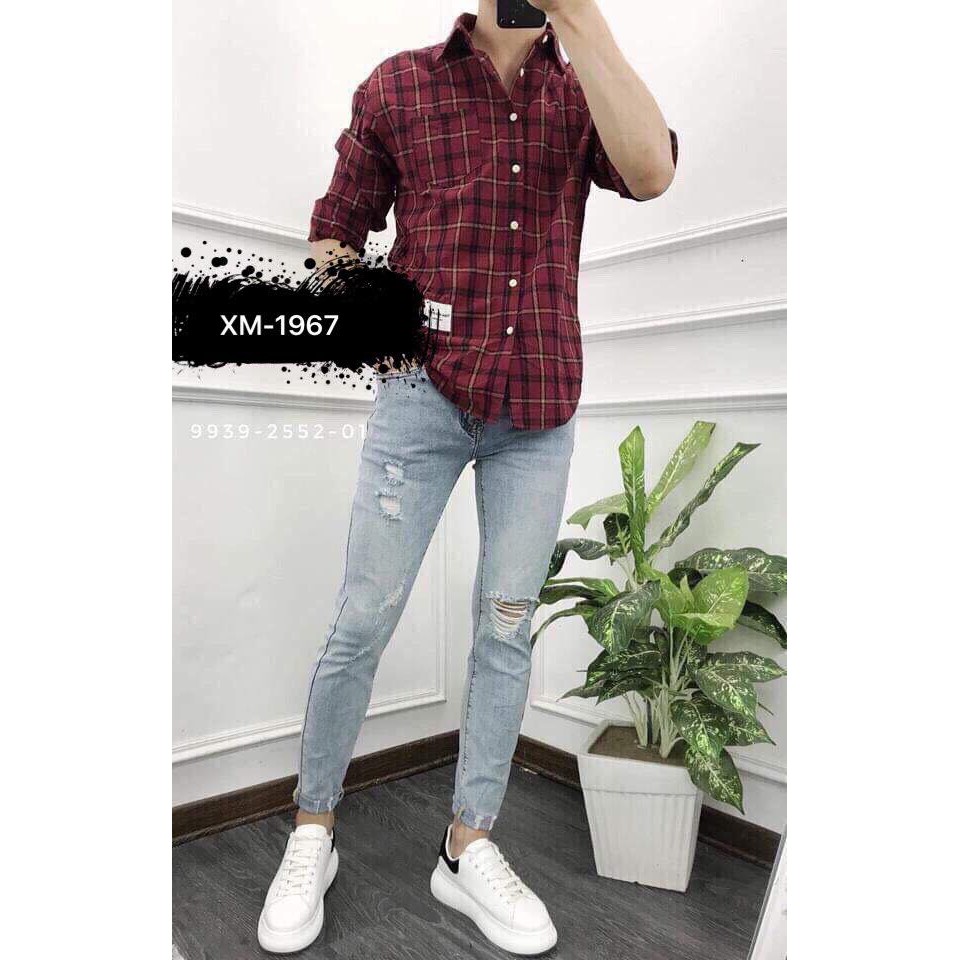 Quần jean nam chất bò đen rách cao cấp khóa lệch vải đẹp co giãn mẫu mới nhất AHFASHION | BigBuy360 - bigbuy360.vn