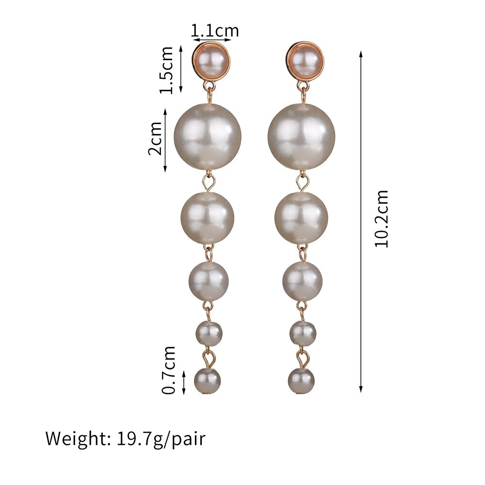 Big Simulated pearl earrings for women statement long drop earrings korean fashion jewelry