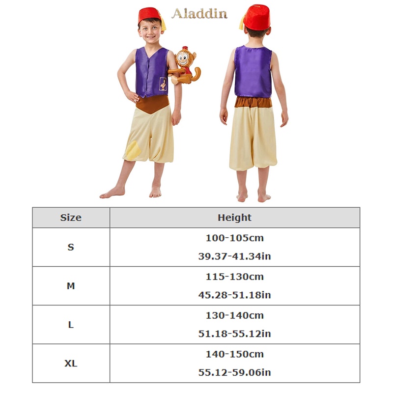 Set trang phục hóa trang Halloween Aladdin nghìn lẻ một đêm dành cho bé