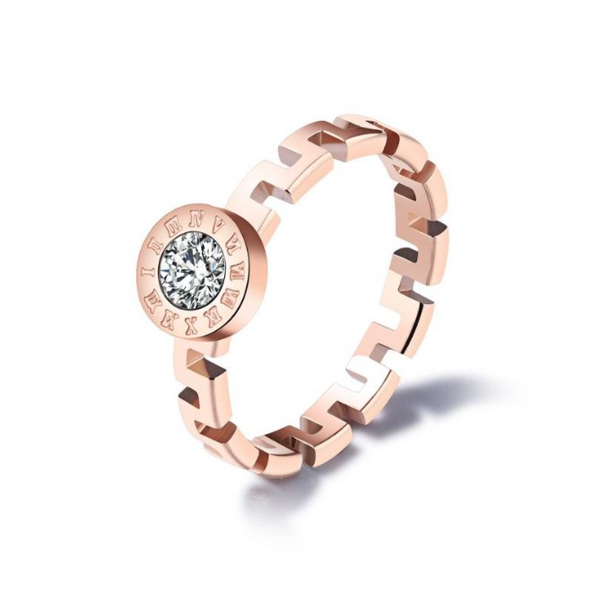 Nhẫn Mặt Tròn Số La Mã Ti Tan Không Đen TT 0583