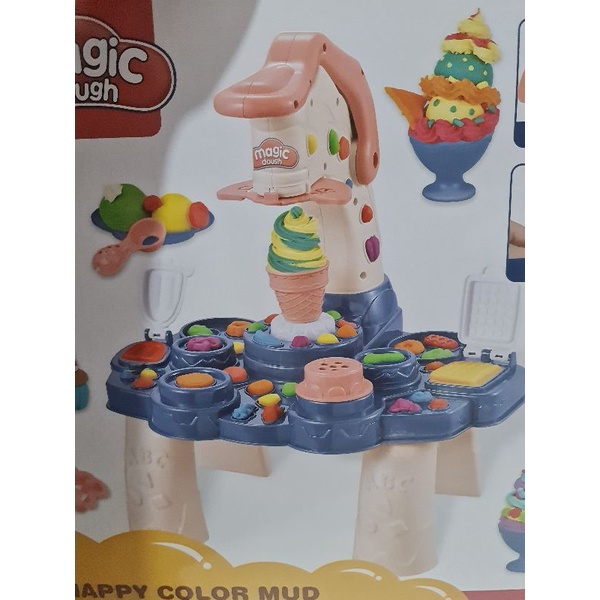 Bàn đất nặn (bột nặn) lớn, chủ đề tiệm  bán kem đồ chơi DIY cho bé, hộp gần 50cm