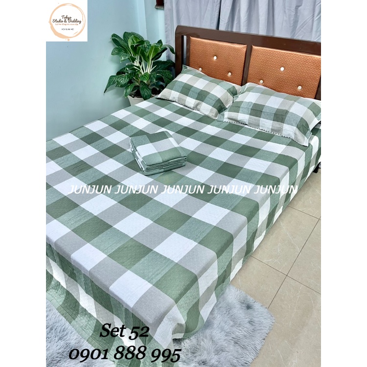 N22_SET Chăn Ga Gối vải Xô Organic cotton dòng Basic