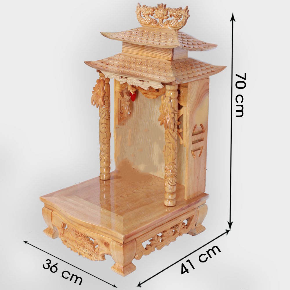 Bàn thờ thần tài ông địa mái chùa đủ kích thước lỗ ban