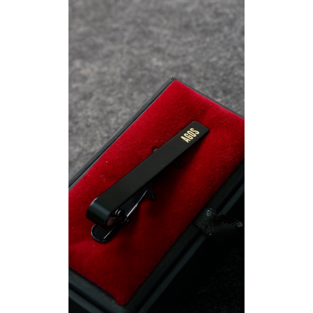 Kẹp Cà Vạt Đen 6cm - Khắc Tên Theo Yêu Cầu