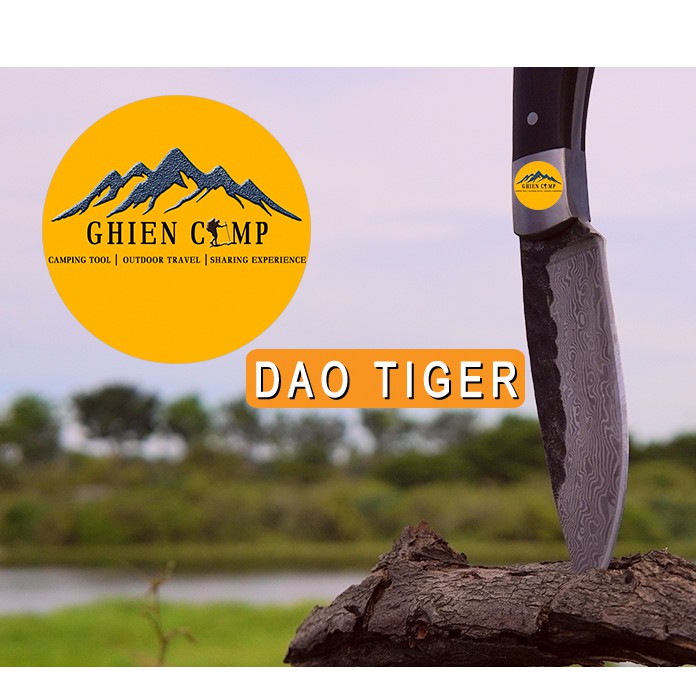 Dao Sinh Tồn Tiger SoLo SVK-D2002 đúc nguyên khối phủ vân Damacus