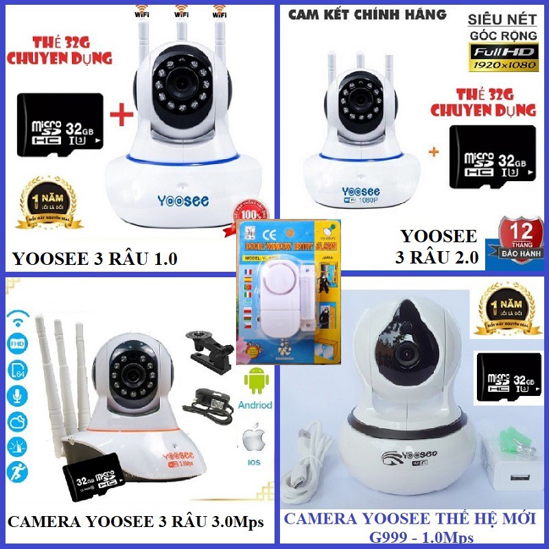 CAMERE IP YOOSEE XOAY 360 ĐỘ kèm thẻ nhớ YOOSEE 32g. Tặng chuông tách cửa báo động trộm