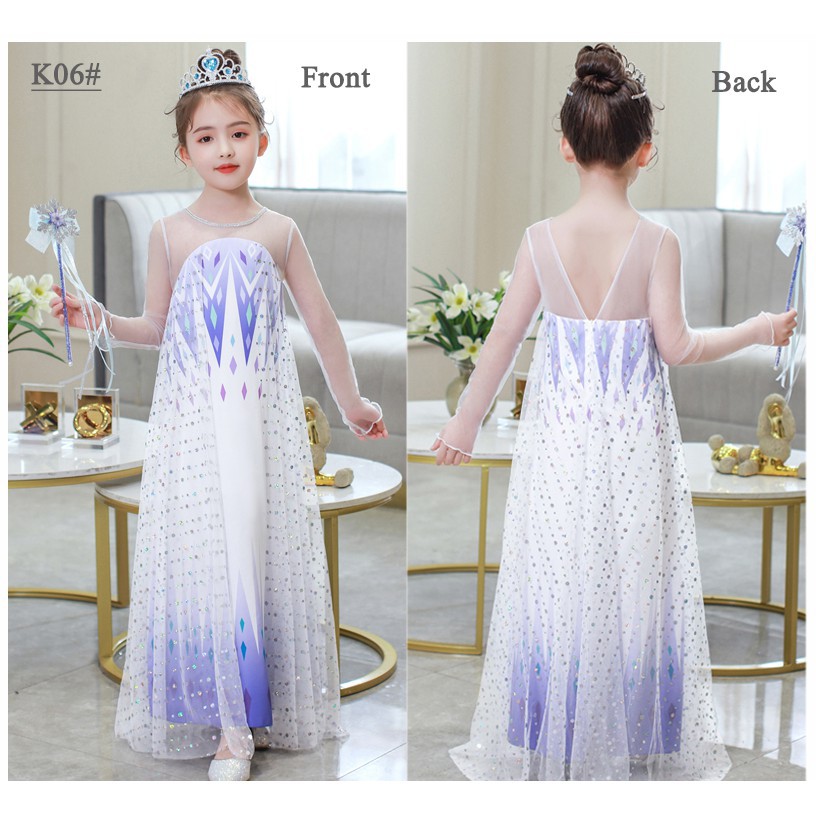 Anna Elsa Princess White Dress Girls Snow Queen 2 Costume For Halloween Christmas Birthday Party Dresses Girls Clothing