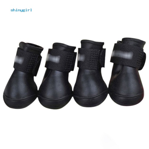 Bộ 4 chiếc giày bốt đi mưa chống nước in màu dễ thương cho thú cưng