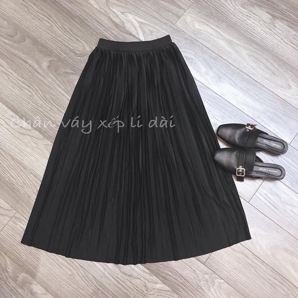Chân váy xếp ly dáng dài cực đẹp