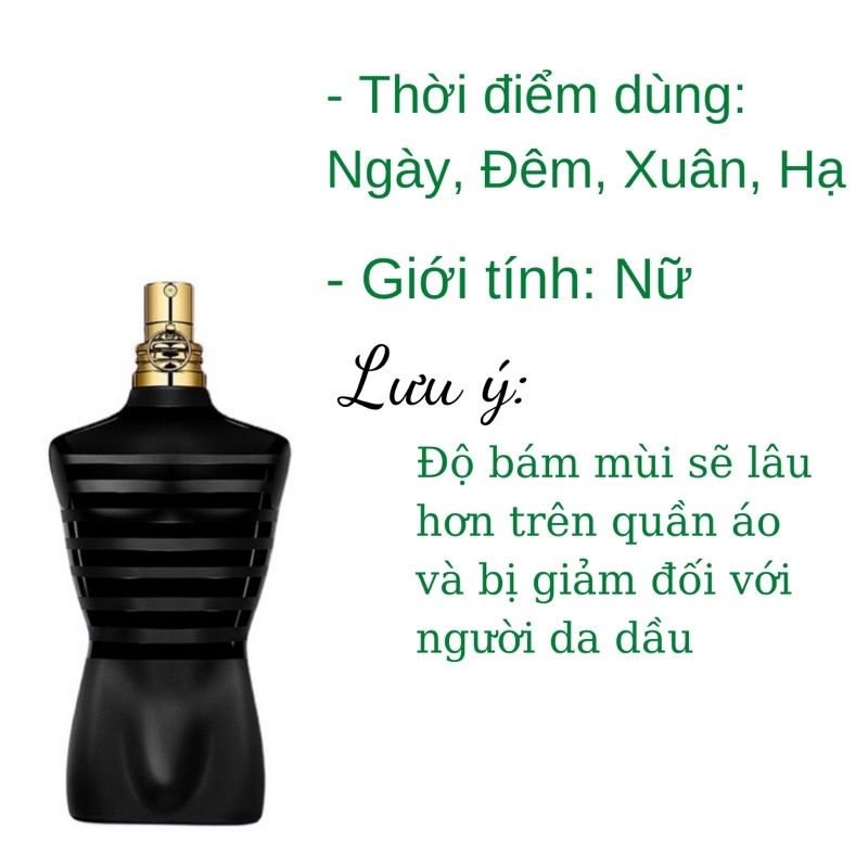 Nước hoa nam Je.an Pe.au Gaul.tier Le Male le, Le Male, Le beau mẫu chiết dùng thử 2ml,5ml,10ml,20ml chính hãng