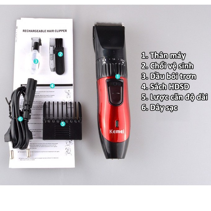 Tông đơ cắt tóc cho Bé và Gia Đình Kemei KM-730 - Sạc điện Bảo hành 1 đổi 1 chính hãng