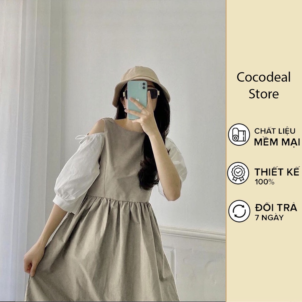 Đầm Tiều Thư Nude Hàn Quốc, Freesize Dưới 60Kg, Hàng Loại 1, Dáng Vintage